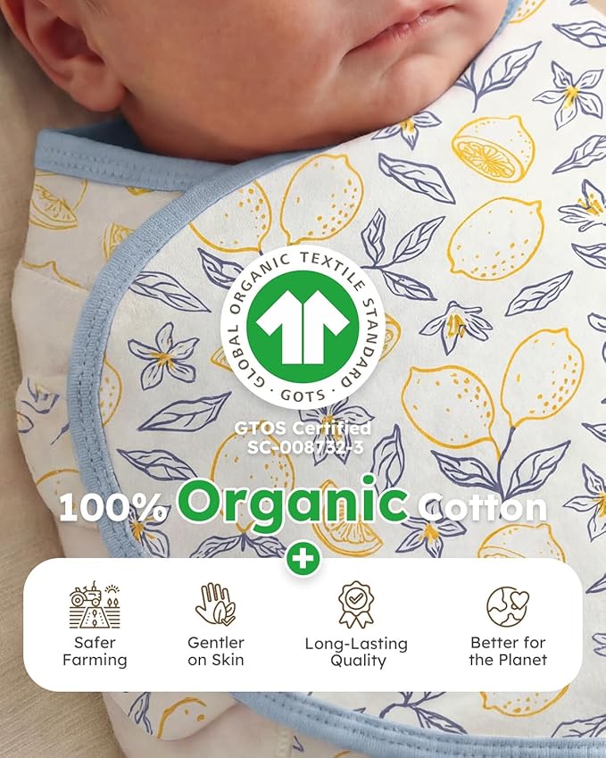 Yoofoss Baby Swaddles for Newborns 100% Organic Cotton, Adjustable Swaddle 0-3 Months 2 Zippers Newborn Swaddle Sack, Breathable Soft Durable