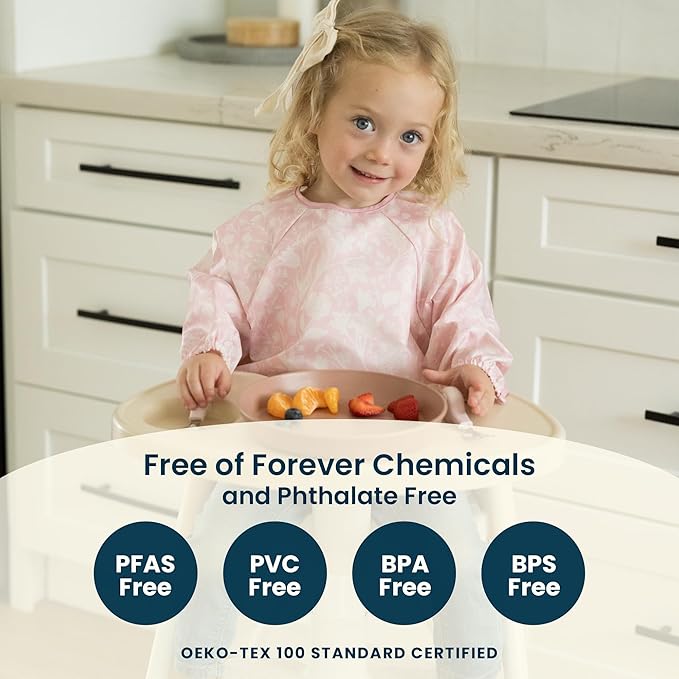 Tiny Twinkle Long Sleeve Bib for Babies & Toddlers | Waterproof Smock Bib for Eating | Machine Washable & Mess-Proof Feeding Essentials | Newborn Shower Gift (Space, 2-4Y)