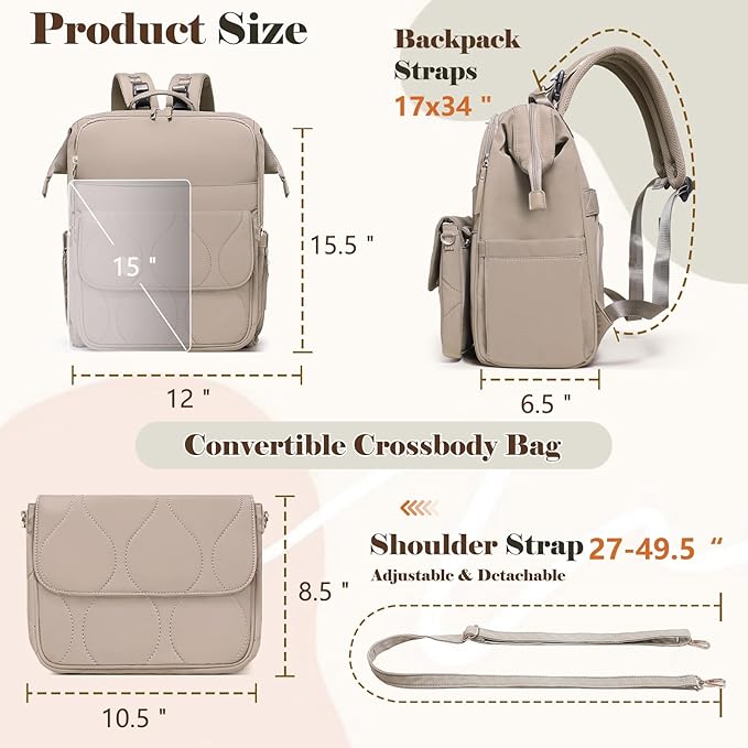 miss fong Diaper Bag Backpack - Baby Diaper Bag Travel Diaper Backpack with Diaper Changing Pad Large Capacity Baby Backpack Pañaleras Para Bebe with 12 Pockets for Mom & Dad -Khaki