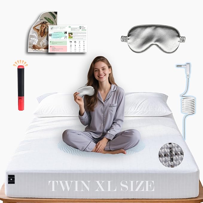 Ali King Grounding Sheets - Twin XL Size, Soft Cotton with Silver Fiber, 15'' Deep Pocket Earth Grounding Fitted Bed Sheets for Improved Sleep (White, Twin XL 39''*80''*15'')