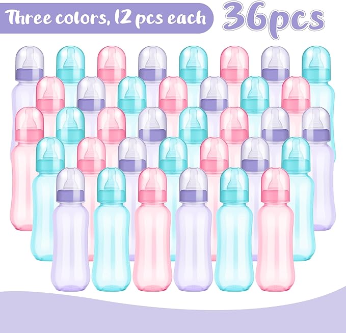 Norme 36 Pcs 9.5 oz Plastic Bottles Chug Shower Game Party Favors for Shower Decorations Gender Reveal Gifts (Many Color)