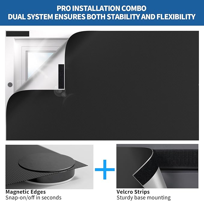 100% Blackout Curtains for Bedroom, Magnetic Portable Blackout Shades for Travel, Black Out Window Cover No Drill Cuttable for Bedroom, Nursery, Media Room, RV, 39x57 inch