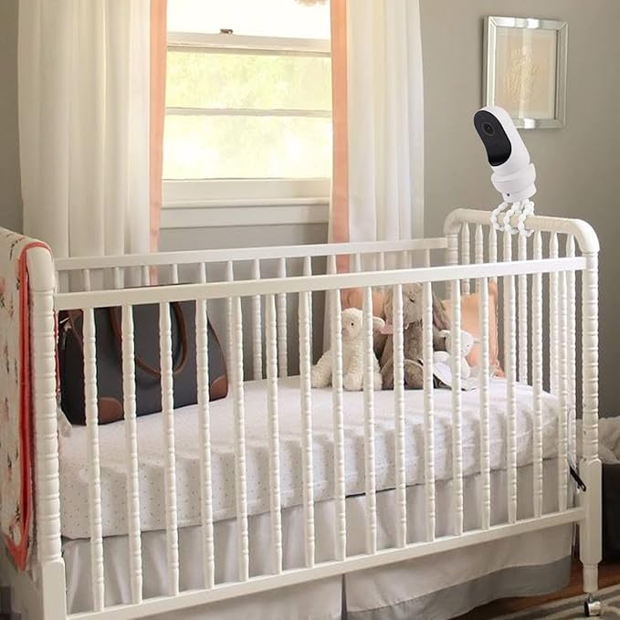 Flexible Tripod Baby Monitor Mount for Owlet Cam, Owlet Cam 2 and Owlet Dream Sight (Gen 3) Smart Video Baby Monitor, Attach Your Baby Camera Wherever You Like Without Tools or Wall Damage - White