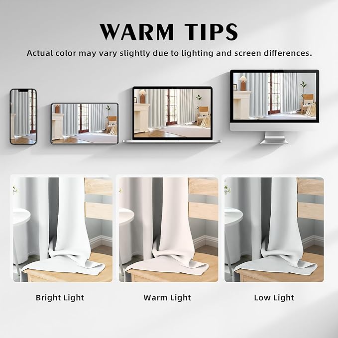 100% Blackout Curtains 108 Inch Length for Bedroom Living Room, Grommet Thermal Insulated Room Darkening Drapes, Light Blocking Window Treatment Decor, 2 Panels, 54x108, Silver Grey
