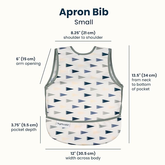 Tiny Twinkle Mess Proof Baby Bib for Girls | Waterproof Toddler Bib for Eating | Baby Apron for Feeding | Machine Washable | Perfect Shower Gift (Varsity Flags, 6–24M)