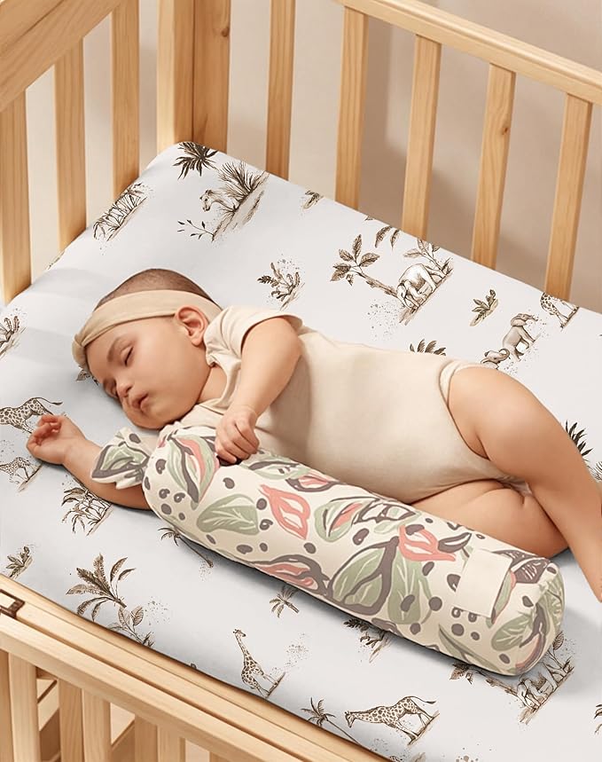 Pack and Play Sheets 2 Pack, Fitted Jersey Knit Mini Crib Sheets for Baby Boys and Girls, Compatible with Graco Pack N Play and Mini Crib Mattress (Safari Dreams, Pack N Play/Mini Crib Sheets)