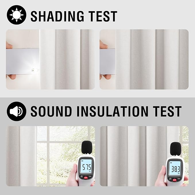 H.VERSAILTEX 100% Blackout Curtains for Bedroom 108 inches Long Room Darkening Linen Style Curtains with Thermal Liner and Grommets for Efficient Insulation, 52x108 Inch, Heather Cloud(Not Solid)