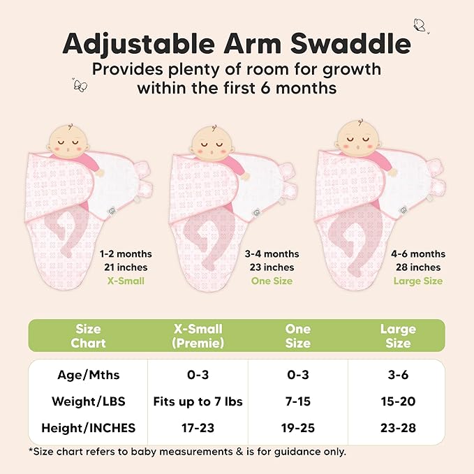 3-Pack Organic Baby Swaddle Sleep Sacks - Swaddles for Newborns, Infant 0-3 Months, Baby Girls, Boys, Soft & Snug Newborn Sleep Sack, Nursery Swaddling Blankets (Blossom)