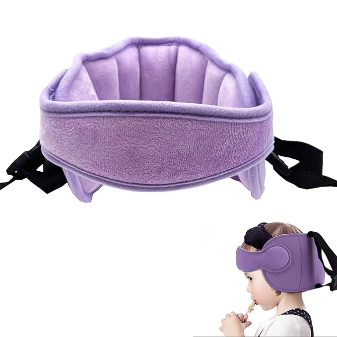 Adjustable Baby Car Seat Head Support Band, Baby Safety Car Seat Neck Relief Hold, Comfortable Head Hold Head Strap for Baby, Kids, Children, Purple