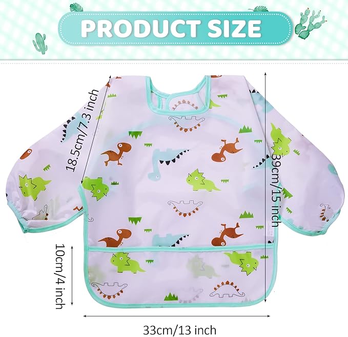 Tarpop Long Sleeve Bibs Infant Smocks Multi Pack Waterproof Soft Sleeved Bibs for Babies Toddler Eating Feeding