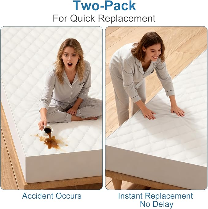 2 Pack Waterproof Crib Sheets- Cotton 24X38 Fitted Crib Sheets Crib Mattress Protector Sheets,Soft Bed Sheets,Washable Little Bed Sheets,Neutral for Boy,Girl,Toddler(White,24X38inch)