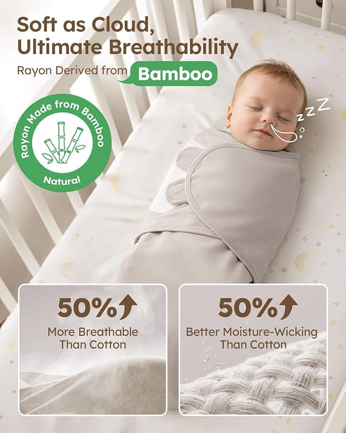 Yoofoss Baby Swaddle for Newborns 0–3 Months, Adjustable Soft & Breathable Swaddles,Noiseless Closure Swaddle Sleep Sack, Durable & Snug Fit