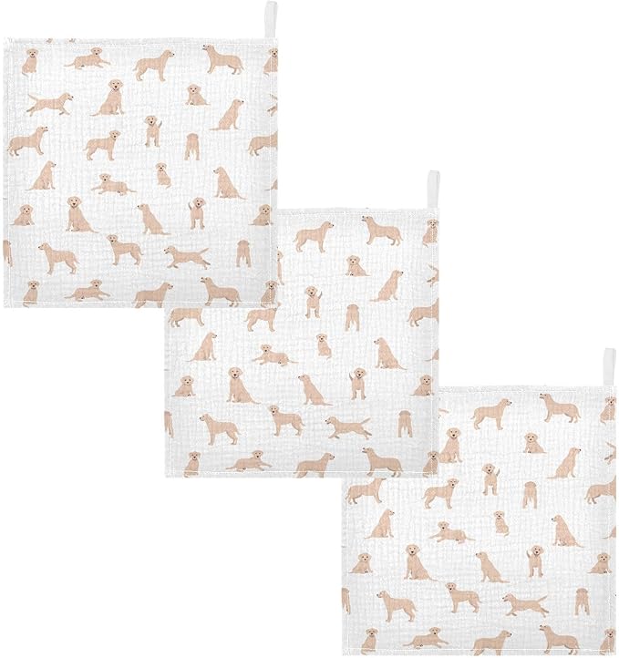 vvfelixl Baby Cotton Washcloths Labrador Retriever Dog Infants Bath Towel for Unisex Face Towels for Newborn, Natural Baby Wipes Delicate Skin, 11.8 X 11.8 inch, one sizex3