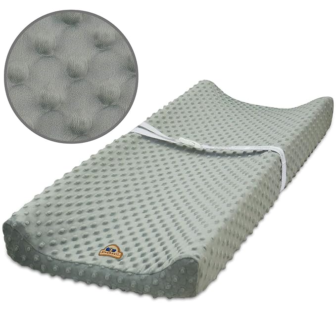 BlueSnail Ultra Soft Minky Dot Changing Pad Cover 2 Pack (Gray+Pink, 2 Pack)