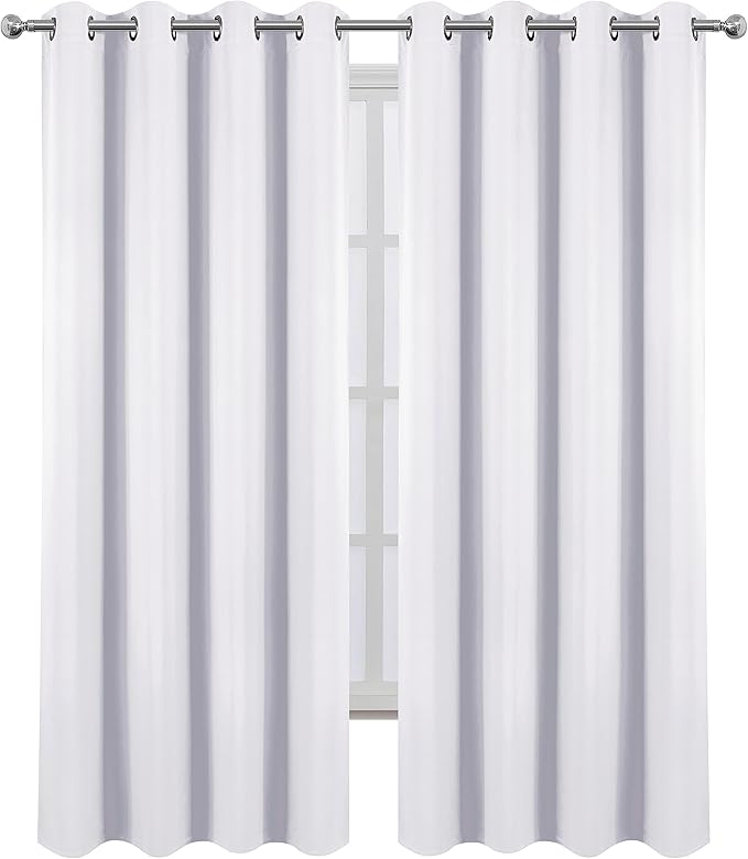 LEMOMO Blackout Curtains 52 x 84 Inch Off White Curtains 2 Panels Darkening Thermal Insulated Bedroom Curtains