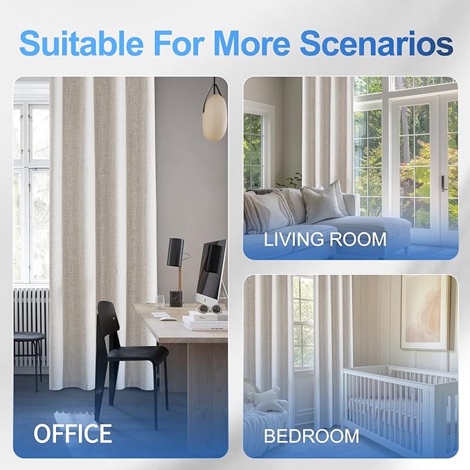 Linen 100% Blackout Curtains for Bedroom, Black Out Curtains 84 Inch Long, Room Darkening Curtains for Living Room, Long Curtain Grommets Drapes, Thermal Curtains(2 Panels, Oatmeal)