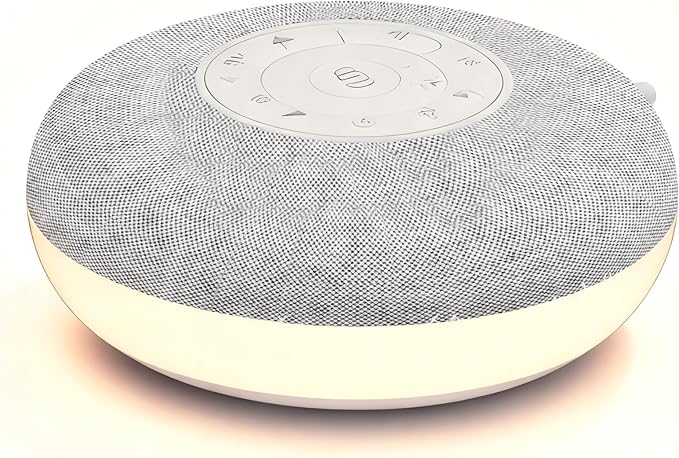 YEVIK Portable Sound Machine for Baby Sleep & Travel, 39 Soothing Sounds with Night Light, USB-C Rechargeable, Timer, White Noise Maker for Nursery, Adults, Office