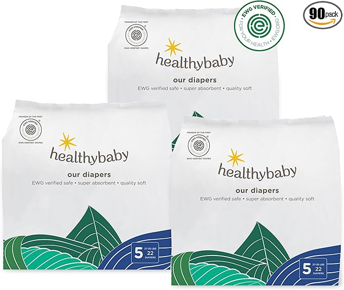 Our Diapers | The First EWG Verified & Microbiome-Friendly Diaper | 12-Hour Leak Protection | Made with Organic Cotton & Plant-Derived Materials | Totally Chlorine Free | Size 5 (27-35 lbs) 90 Count