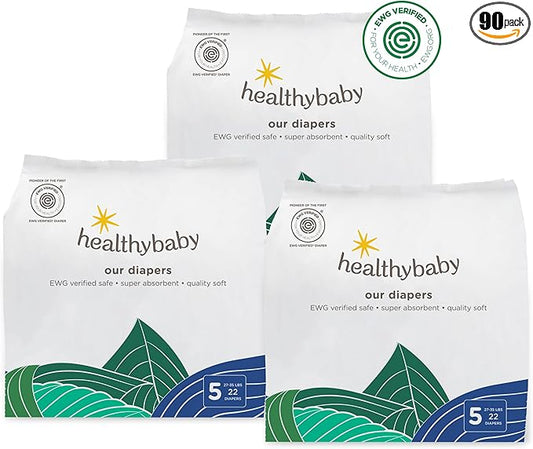 Our Diapers | The First EWG Verified & Microbiome-Friendly Diaper | 12-Hour Leak Protection | Made with Organic Cotton & Plant-Derived Materials | Totally Chlorine Free | Size 5 (27-35 lbs) 90 Count