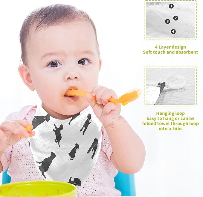 vvfelixl Baby Muslin Washcloths Labrador Retriever Dogs Baby Burp Cloths Cotton Baby Face Towel for Newborn Infants Boys Girls Soft and Absorbent 11.8 X 11.8 in, 3 Pack