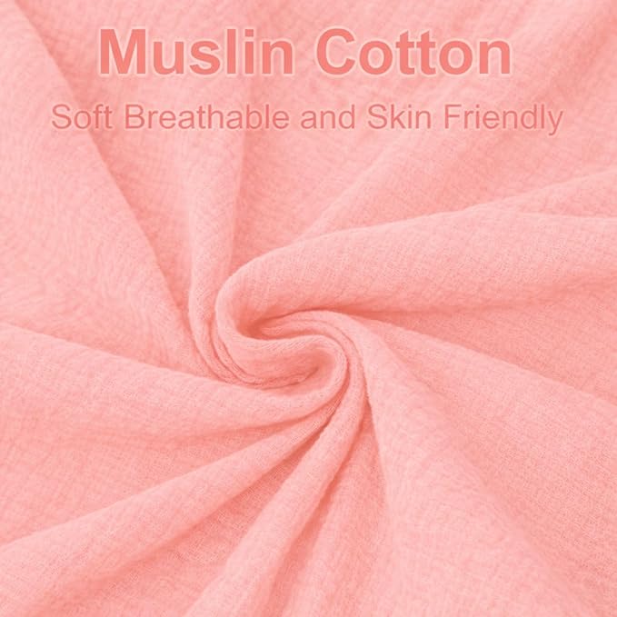 PET REJOIR 2 Pack Blush Muslin Crib Sheets for Boys & Girl- Neutral Breathable Cotton Crib Mattress Sheets Fitted for Standard 28"x 52"- Nursery Décor No Slip Crib Bed Sheets