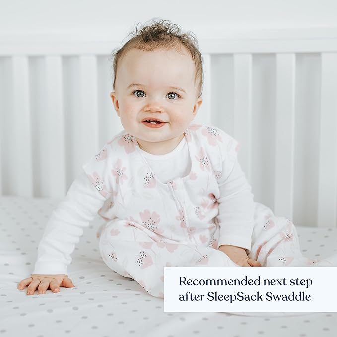 HALO SleepSack, 100% Cotton Wearable Blanket, Swaddle Transition Sleeping Bag, TOG 0.5, Wildflower Blush, Medium, 6-12 Months