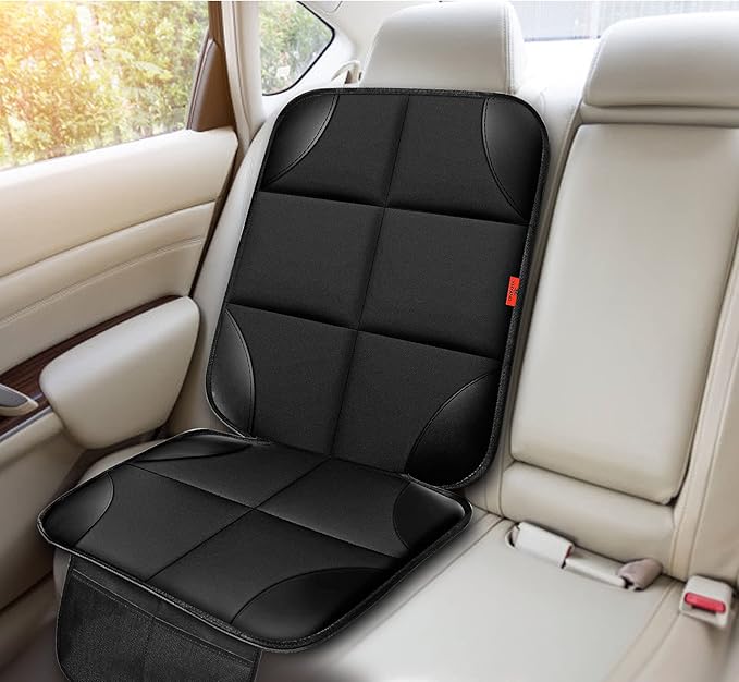 Car Seat Protector 1 Pack Car Seat Cushion Mat Thickest Padding,Waterproof 600D Fabric Car Seat Covers for Non-Slip Backing Mesh Pockets for Baby and Pet (Gray, 1 Pc)