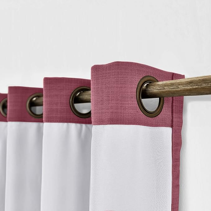 ChadMade 120W x 84L Inch Burgundy Red Linen Polyester Curtain Drapes with Blackout Lining, Room Darkening Antique Bronze Grommet Curtain for Sliding Glass Door Patio Door Living Room (1 Panel)