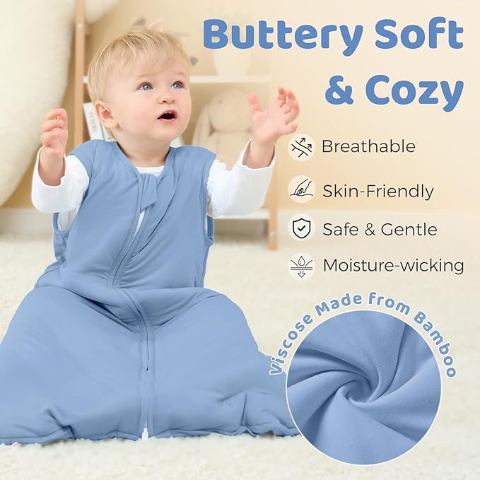 Freejoy Viscose From Bamboo Baby Sleep Sack, 1.5 TOG Infant Toddler Wearable, Buttery Soft Sleeping Bags