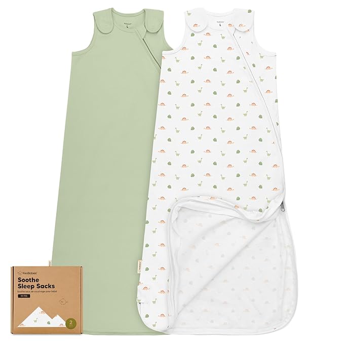 2-Pack Organic Baby Sleep Sacks, 100% Cotton - Soft & Breathable 0.5TOG Baby Wearable Blanket, Toddler Sleeping Sack 18-24 months, Easy to Wear Transitional Swaddles for Newborns,Infants(Roarsome, L)