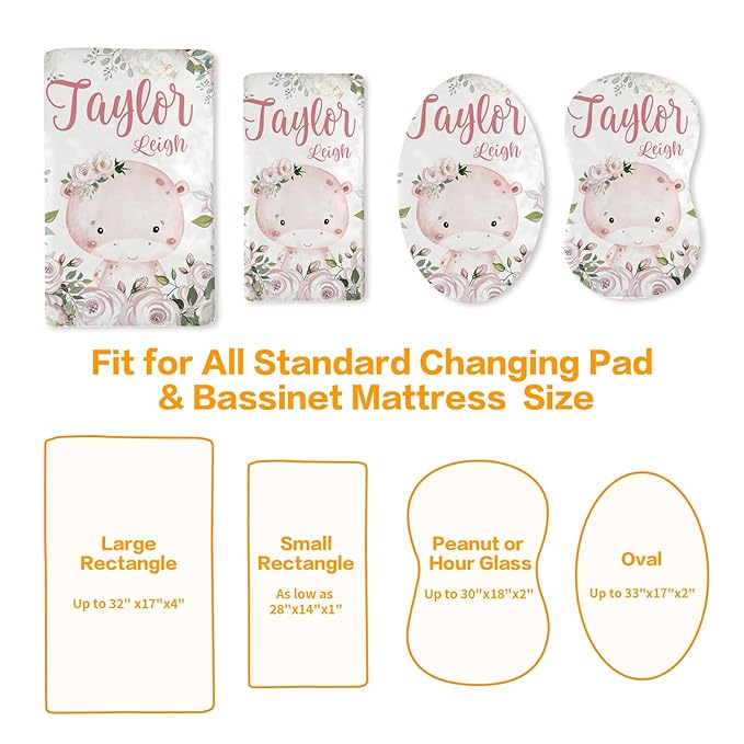 Custom Changing Pad Cover Set - Jersey Knit Ultra Soft Unisex Waterproof Diaper Changing Table Covers with Personalized Name for Baby Boys Girls - Comfy Cozy 2 Pcs Set Style21