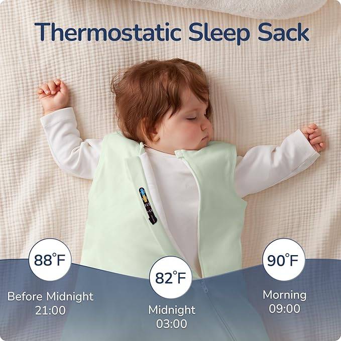 usbettas 1.0 Tog 2.5 Tog Baby Sleep Sack, 100% Cotton Baby Sleeping Bag 3-24M, 2-Way Zipper Baby Wearable Blanket