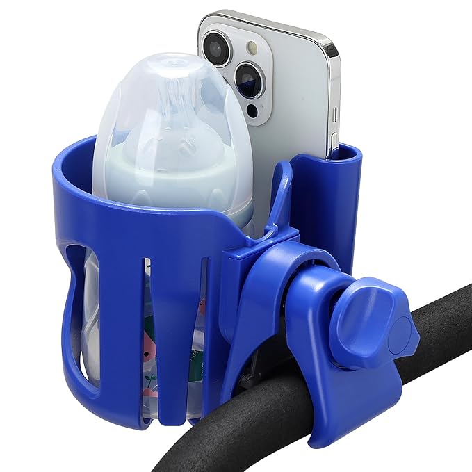 Accmor Universal Cup Holder, Stroller Cup Holder with Phone Holder, 360° Rotatable Large Caliber Designed Bottle Holder for Stroller, Bike, Wheelchair, Walker, Scooter