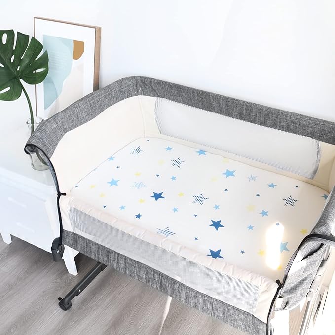 Muslin Bassinet Sheets 20''x33'' Fit for Baby Delight, Mika Micky, Koolerthings (3 in 1), Maxi COSI, Angelbliss and Other Rectangle Bassinet Mattress, Ultra Soft and Breathable, 2 Pack
