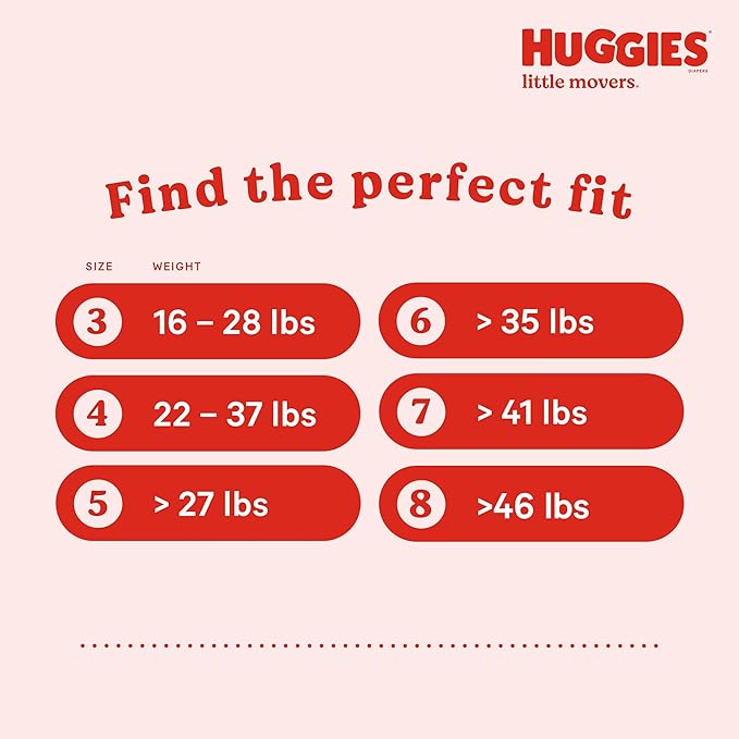 Huggies Size 8 Diapers, Little Movers Baby Diapers, Size 8 (46+ lbs), 62 Count