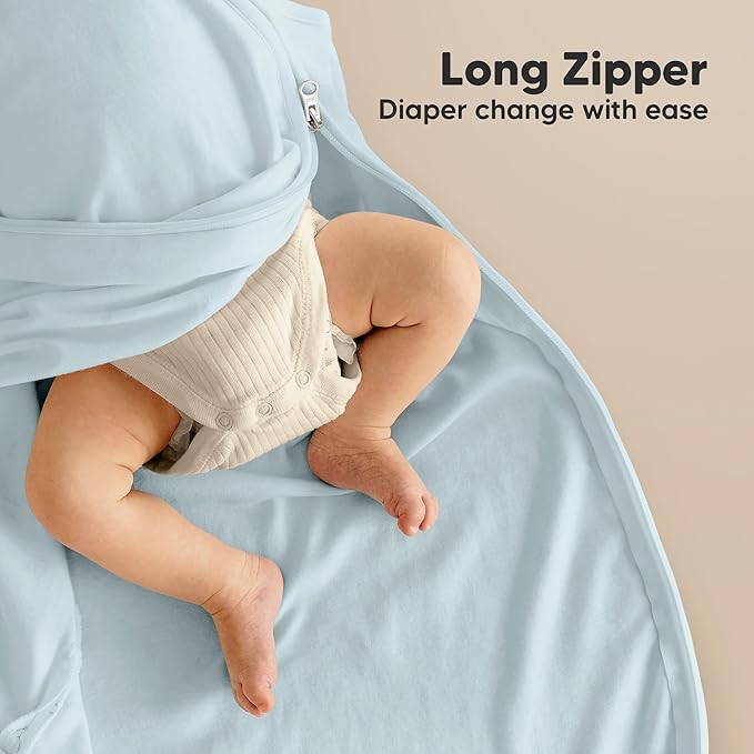 2-Pack Organic Baby Sleep Sacks, 100% Cotton - Soft & Breathable 0.5TOG Baby Wearable Blanket, Toddler Sleeping Sack 0-6 Months, Easy to Wear Transitional Swaddles for Newborns, Infants (Glacier, S)