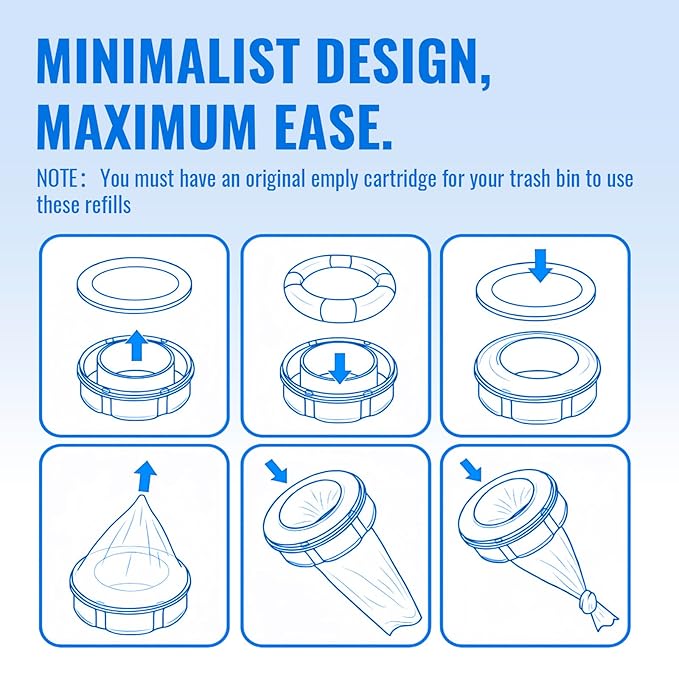 GDLVDI HOME Compatible with Diaper Genie Pails Diaper Pail Refills | 3 Pack Lemon Scent Continuous Long-Roll Liner Refills | Leak-Resistant Odor-Control Disposal Bags for Baby | Easy Cut & Tie Design
