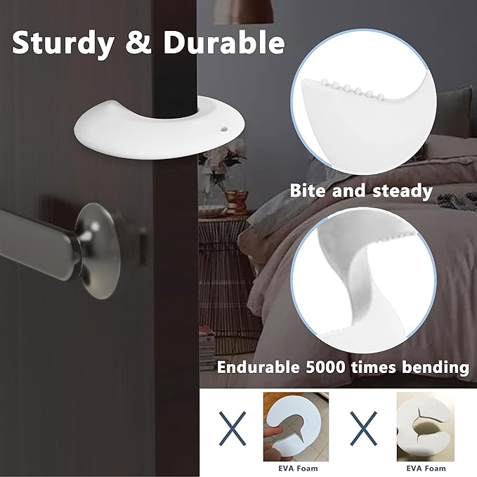 Door Pinch Guard and Door Slam Stopper, Durable Silicone Door Finger Pinch Guard, Prevents Slamming on Heavy Doors, Non-Toxic & Pet Friendly, White, 2 Packs