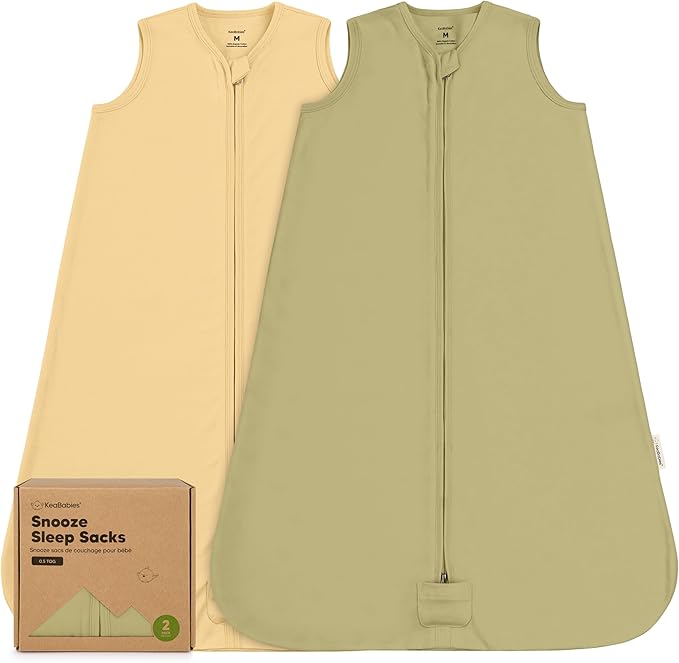 2-Pack Baby Sleep Sacks, Zipper Wearable Blanket - 0.5TOG Organic Cotton, Lightweight, Soft Cozy Toddler Sleeping Sack 6-12 months, Easy to Wear Large Newborn Transition Swaddles Sleepsacks (Avocado)
