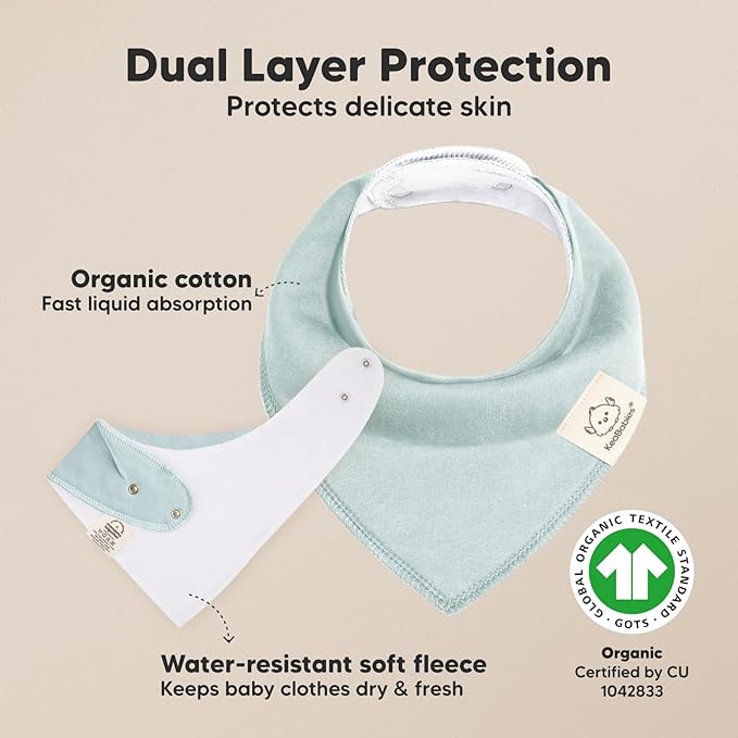 KeaBabies 8-Pack Organic Baby Bandana Bibs for Boys, Girls - Super Absorbent Triangle Baby Bibs for Drooling and Teething Infant, 100% Cotton Extra Soft for Newborn, Infant 0-36 Months (Daybreak)
