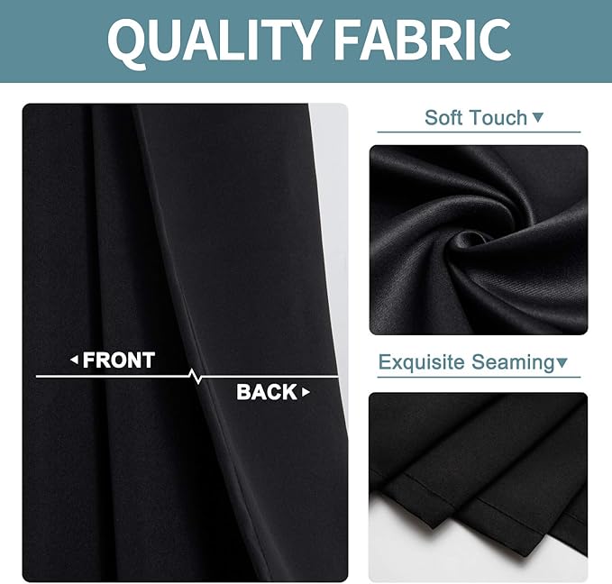 ChrisDowa Blackout Curtains 70 inches Wide for Bedroom - Extra Wide Grommet Thermal Insulated Room Darkening Curtains for Living Room (1 Panel, Black, 70 x 63 Inch)