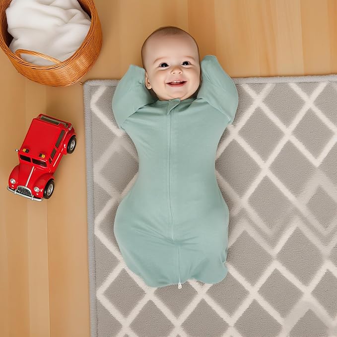 MEXXI Swaddle Baby Sleep Sack with Arms Up, 2 Pack Baby Transitional Swaddle With Double Zipper,0.5 TOG, 8-13 lbs, S