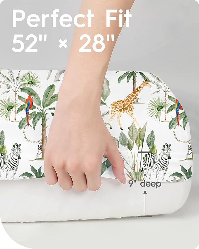 TotBasic Premium Soft Crib Sheets for Boys, Ultra Breathable Crib Fitted Sheet, Super Stretchy Baby Bed Sheets 28''x52''x9'' Extra Deep Pocket