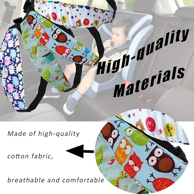 4 Pieces Baby Head Support for Car,Head Support Straps Car Seat Head Holder Sleeping Headrest Band with Adjustable Buckle Universal Car Accessories for Kids,Toddler