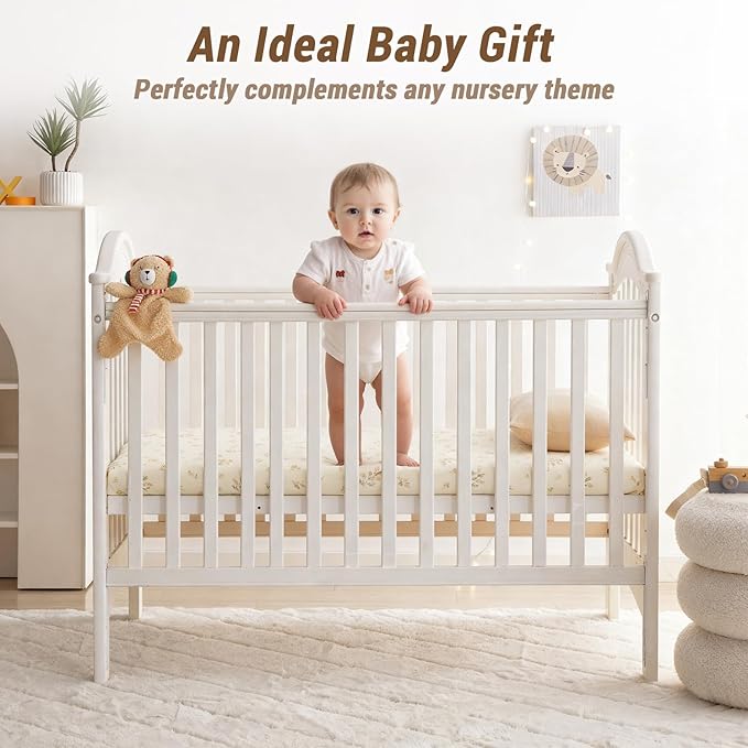 Heavyweight Muslin Baby Crib Sheets - 2PCS 52"x28" Neutral Fitted Crib Sheets for Boys Girls, Breathable Soft 100% Organic Cotton Standard Baby Mattress Sheet (Sage Green, Leaf)