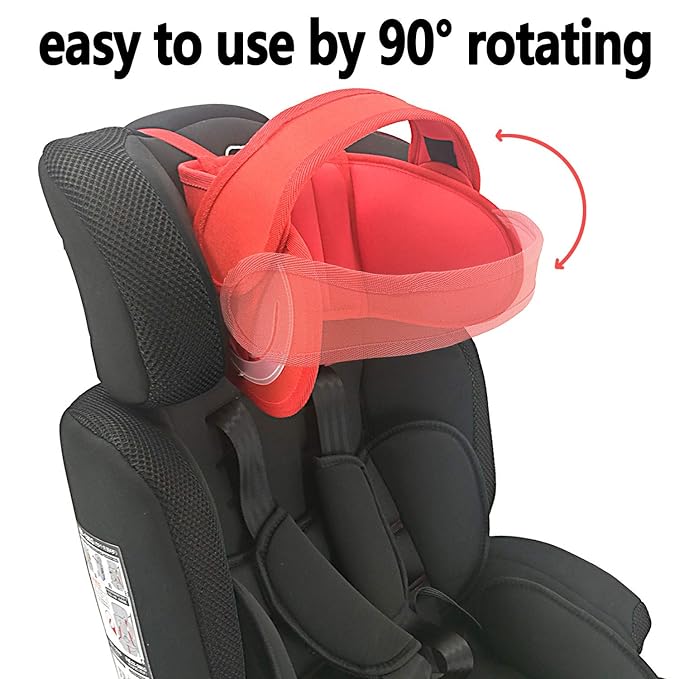 Adjustable Child Car Seat Head Support, Universal Suitable for Both Children and Adults, Head Protect Pad on Child Car Seat, Safety Car Sleeping Headrest for Child, Infants, Toddlers and Adults (Red)