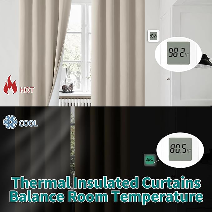 BGment Blackout Curtains for Living Room 84 Inch Length 2 Panels Set, Full Room Darkening Thermal Insulated Noise Cancelling Window Curtain for Bedroom, Each Grommet Curtains 52 Inch Wide, Cashmere