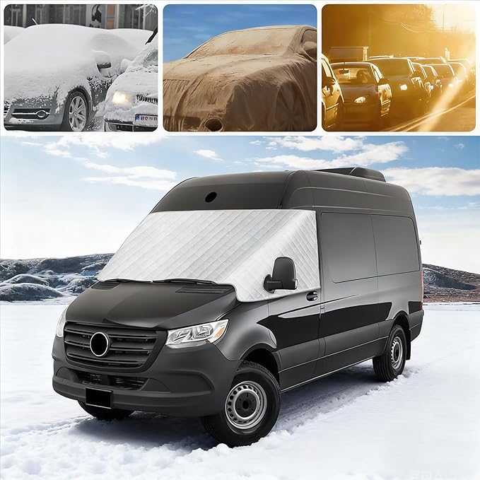 RV Windshield Cover Compatible with for Dodge or Mercedes Sprinter 2019-2023 RV Front Window Motorhome Cover Sunshade/Snow Cover (for Dodge or Mercedes Sprinter 2019-2023)