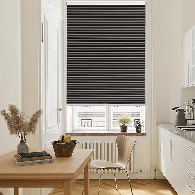 MYshade Cordless Blackout Cellular Shades, 1.5" Honeycomb Window Blinds for Bedroom & Nursery, Thermal Insulated, Noise Reducing, Privacy Shades, Inside or Outside Mount (35" W x 64" H, Black)
