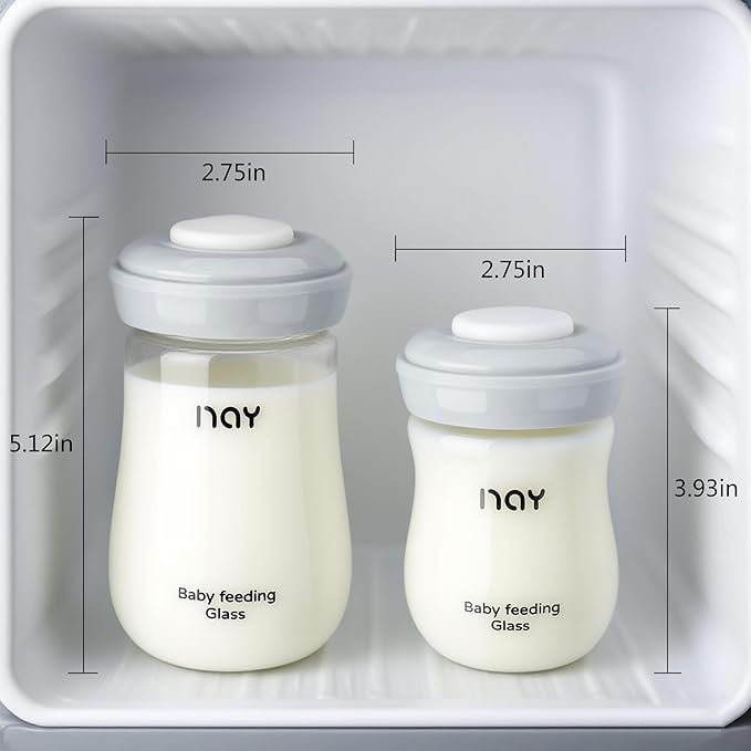 yanyoyo Glass Breastmilk Storage Bottles, 5.4oz Wide Neck Breast Milk Containers, BPA-Free, Lead-Free, Fits Breast Pumps and Nipples, 4 Pack